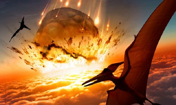 Dinosaurs killed off by `one-two punch` of climate change and asteroid strike – study